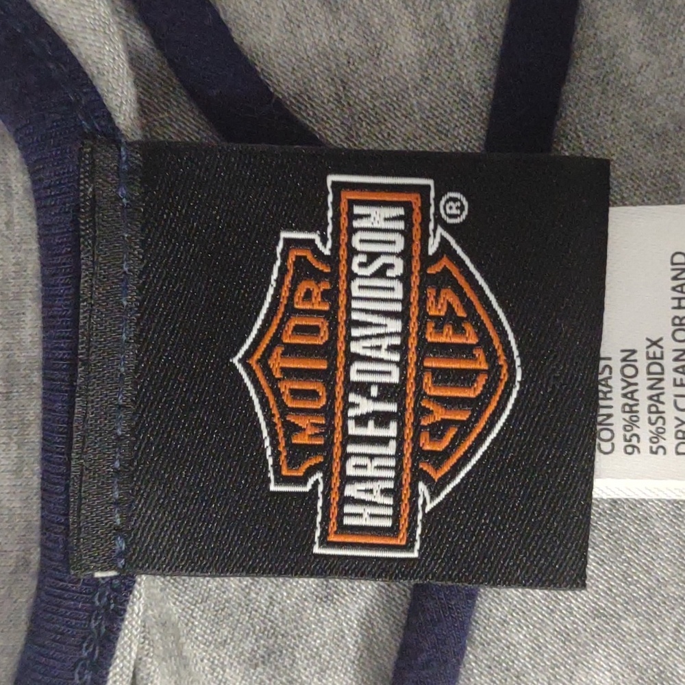 Harley Davidson long-sleeve bling T-shirt Dark navy and grey Size XS - Picture 7 of 8